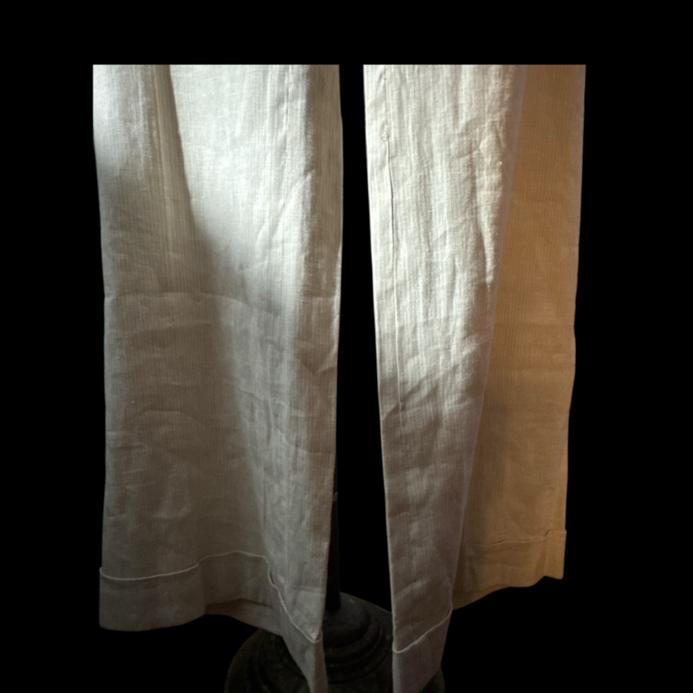 Banana Republic Women's Beige Mini Stripe Jackson Fit Wide Leg Pants - Size 12 - Picture 4 of 8